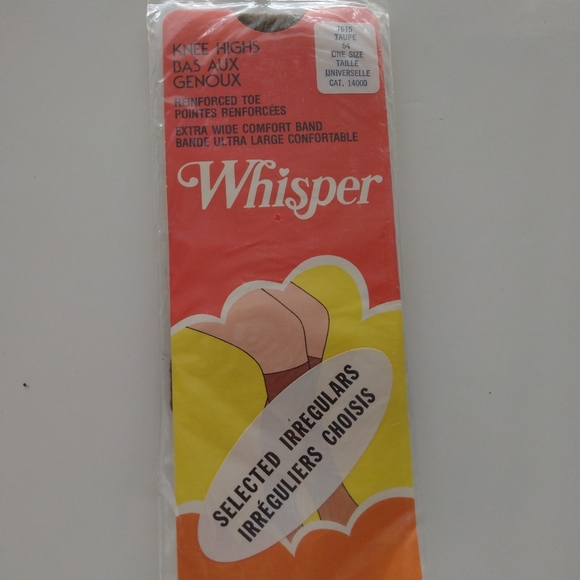 Whisper Knee Highs Panty Hose Stocking 70's Taupe Nylon Vintage Pantyhose - Picture 1 of 4